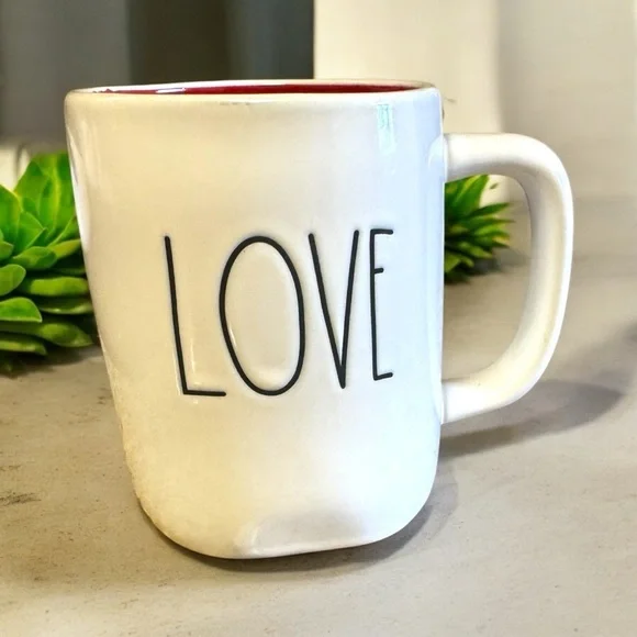 NWOT Limited Edition Collectible Rae Dunn LOVE Mug Red Interior Rare Gift Idea - Picture 13 of 13